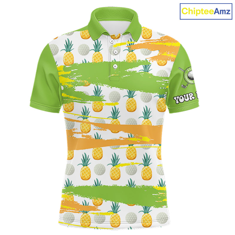 Personalized Pineapple Pattern Mens Golf Polo Shirts Team Golf Clothes Best Golf Gifts NHT753