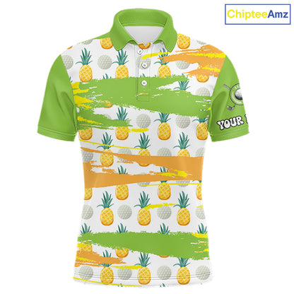 Personalized Pineapple Pattern Mens Golf Polo Shirts Team Golf Clothes Best Golf Gifts NHT753