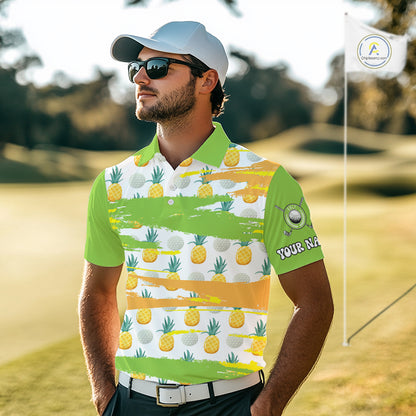 Personalized Pineapple Pattern Mens Golf Polo Shirts Team Golf Clothes Best Golf Gifts NHT753