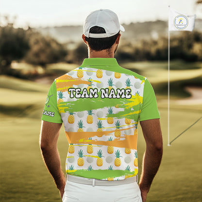 Personalized Pineapple Pattern Mens Golf Polo Shirts Team Golf Clothes Best Golf Gifts NHT753