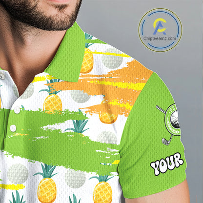 Personalized Pineapple Pattern Mens Golf Polo Shirts Team Golf Clothes Best Golf Gifts NHT753