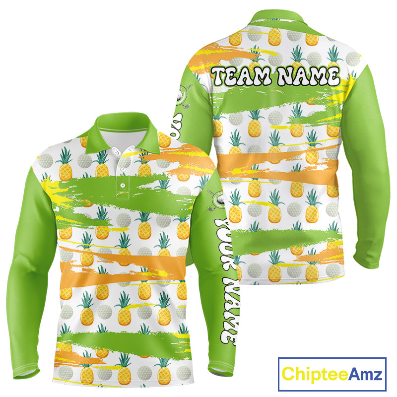 Personalized Pineapple Pattern Mens Golf Polo Shirts Team Golf Clothes Best Golf Gifts NHT753
