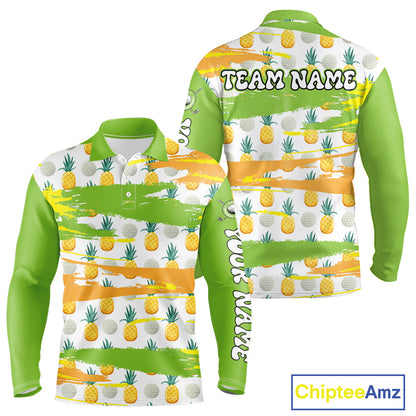 Personalized Pineapple Pattern Mens Golf Polo Shirts Team Golf Clothes Best Golf Gifts NHT753