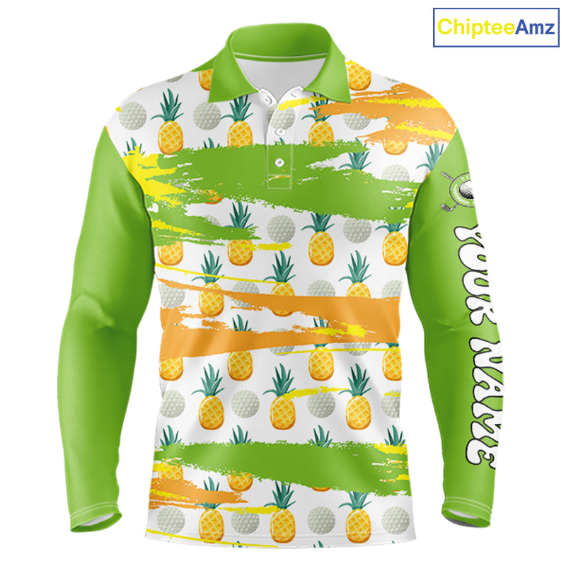 Personalized Pineapple Pattern Mens Golf Polo Shirts Team Golf Clothes Best Golf Gifts NHT753