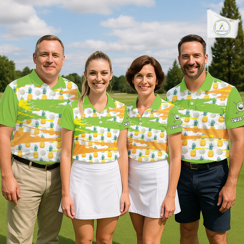 Personalized Pineapple Pattern Mens Golf Polo Shirts Team Golf Clothes Best Golf Gifts NHT753