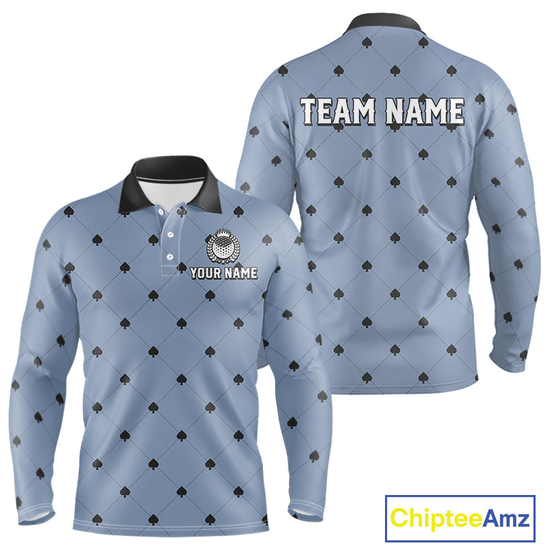 Personalized Mens Golf Jersey Spade Argyle Pattern, Performance Sportswear Golf Polo Shirt NHT755