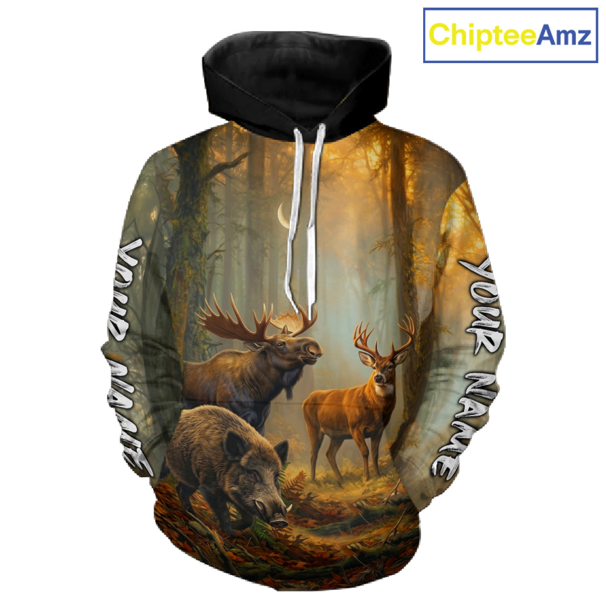 Custom Deer Moose Boar Hunting Personalized Name Hunter Gift  3D Forest Animal Shirt NHT1241