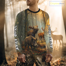 Load image into Gallery viewer, Custom Deer Moose Boar Hunting Personalized Name Hunter Gift  3D Forest Animal Shirt NHT1241