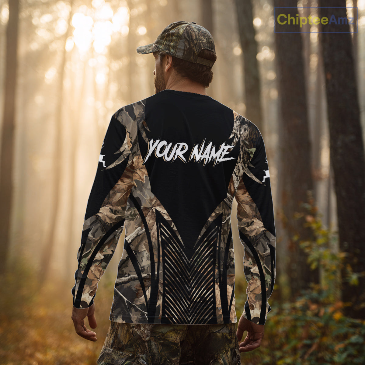 Whitetail Deer Hunting Shirt Black Camo 3D Custom Name, Season Deer Hunting, Hunting Gift NHT140