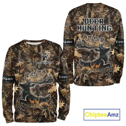 Best Deer Hunting Shirt 3D All-Over Print with Deer Forest Camo, Hunting Hoodie For Men NHT374