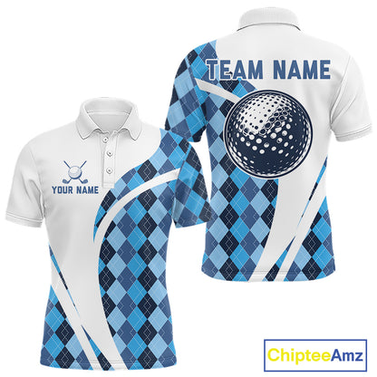White And Green Argyle Pattern Mens Golf Polo Shirt Custom Golf Polo Best Golf Gifts NHT561