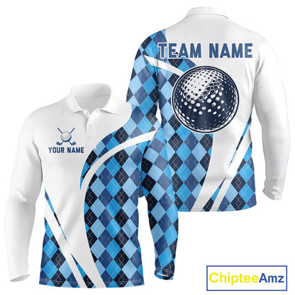 White And Green Argyle Pattern Mens Golf Polo Shirt Custom Golf Polo Best Golf Gifts NHT561