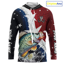 Load image into Gallery viewer, Personalized Texas Flag Crappie Fishing Shirt Jerseys, Texas Crappie Fishing Shirts Long Sleeve Hooded For Men NHT759