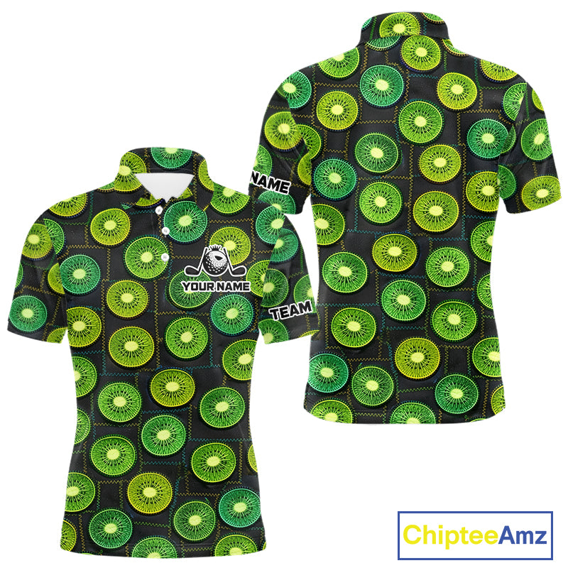 Funny Golf Patchwork Kiwi Polo Shirt For Men, Personalized Mens Golf Polo Shirt NHT580