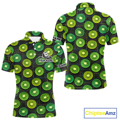 Funny Golf Patchwork Kiwi Polo Shirt For Men, Personalized Mens Golf Polo Shirt NHT580