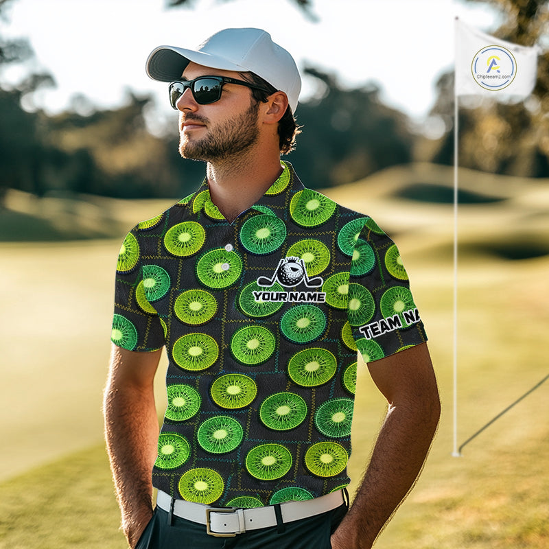 Funny Golf Patchwork Kiwi Polo Shirt For Men, Personalized Mens Golf Polo Shirt NHT580