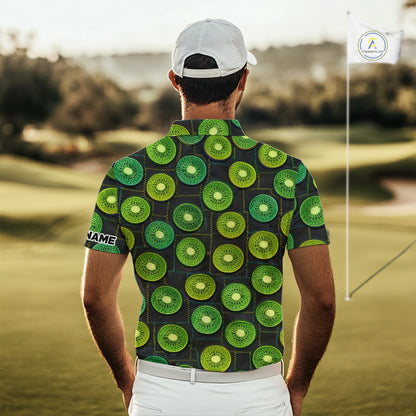 Funny Golf Patchwork Kiwi Polo Shirt For Men, Personalized Mens Golf Polo Shirt NHT580