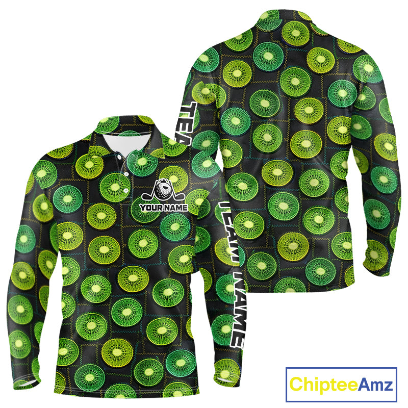 Funny Golf Patchwork Kiwi Polo Shirt For Men, Personalized Mens Golf Polo Shirt NHT580