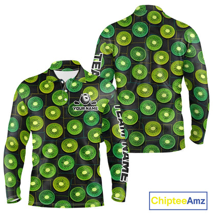 Funny Golf Patchwork Kiwi Polo Shirt For Men, Personalized Mens Golf Polo Shirt NHT580