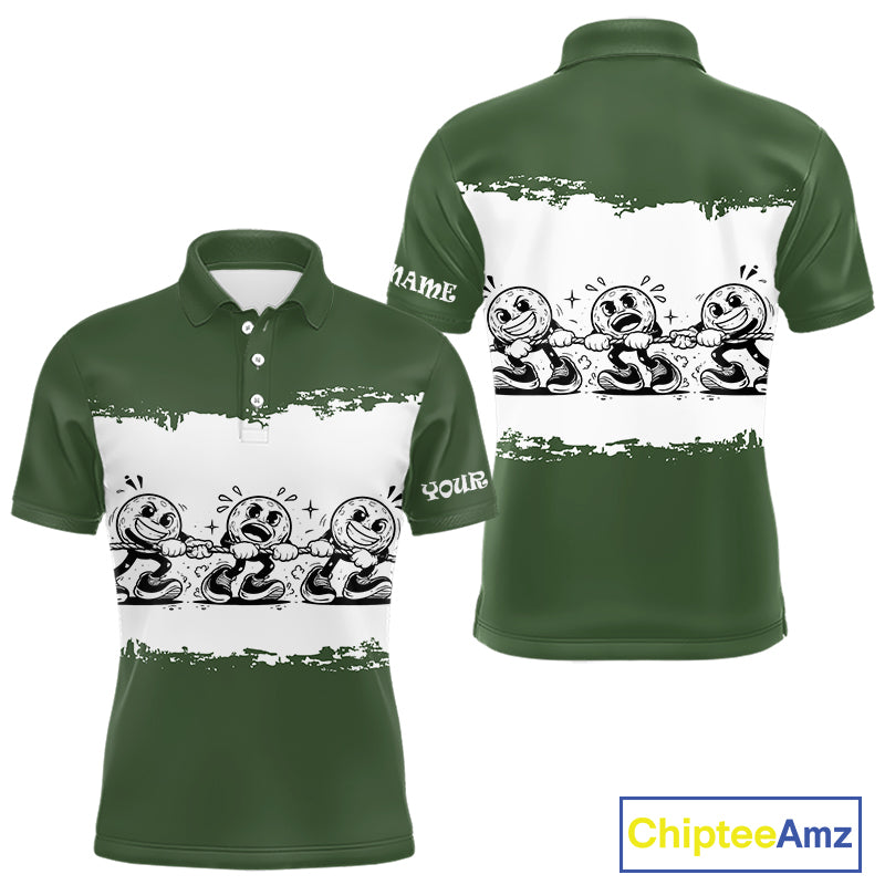 Funny Mens Golf Polo Shirt Green And White Golf Balls Personalized Golf Shirts For Men NHT787