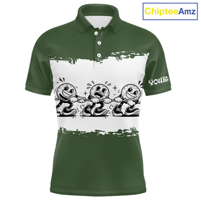 Funny Mens Golf Polo Shirt Green And White Golf Balls Personalized Golf Shirts For Men NHT787