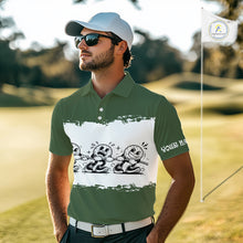Load image into Gallery viewer, Funny Mens Golf Polo Shirt Green And White Golf Balls Personalized Golf Shirts For Men NHT787