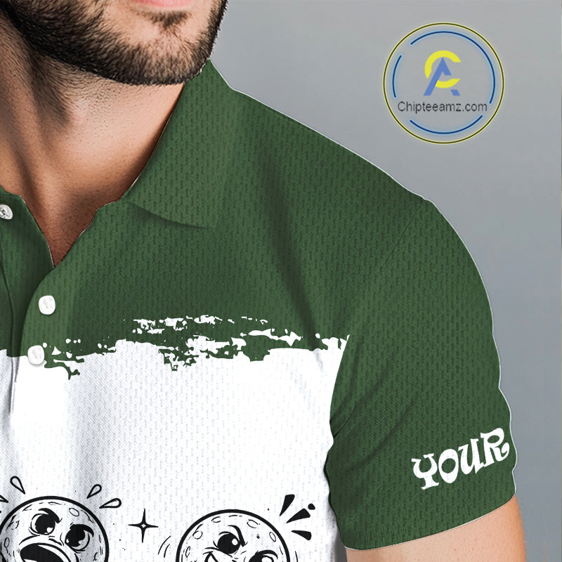Funny Mens Golf Polo Shirt Green And White Golf Balls Personalized Golf Shirts For Men NHT787