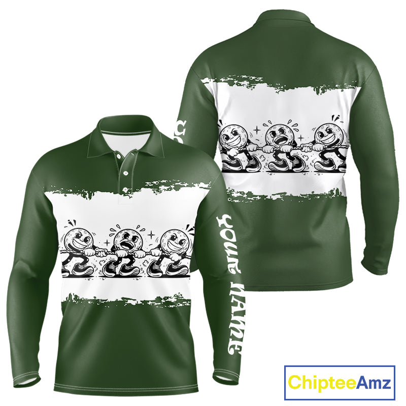 Funny Mens Golf Polo Shirt Green And White Golf Balls Personalized Golf Shirts For Men NHT787