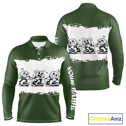 Funny Mens Golf Polo Shirt Green And White Golf Balls Personalized Golf Shirts For Men NHT787