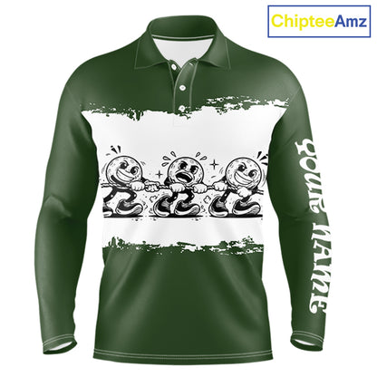 Funny Mens Golf Polo Shirt Green And White Golf Balls Personalized Golf Shirts For Men NHT787