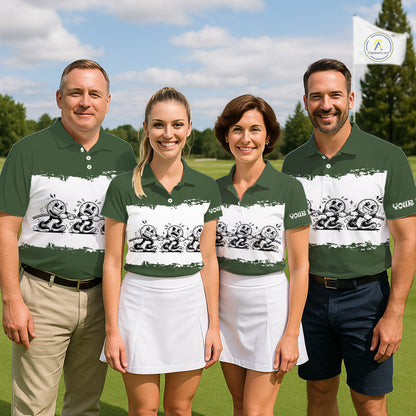 Funny Mens Golf Polo Shirt Green And White Golf Balls Personalized Golf Shirts For Men NHT787