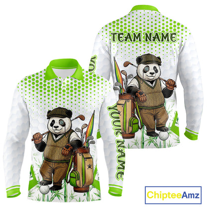 Personalized Vintage Panda Gentleman Golf Polo, Performance Golf Jersey For Men