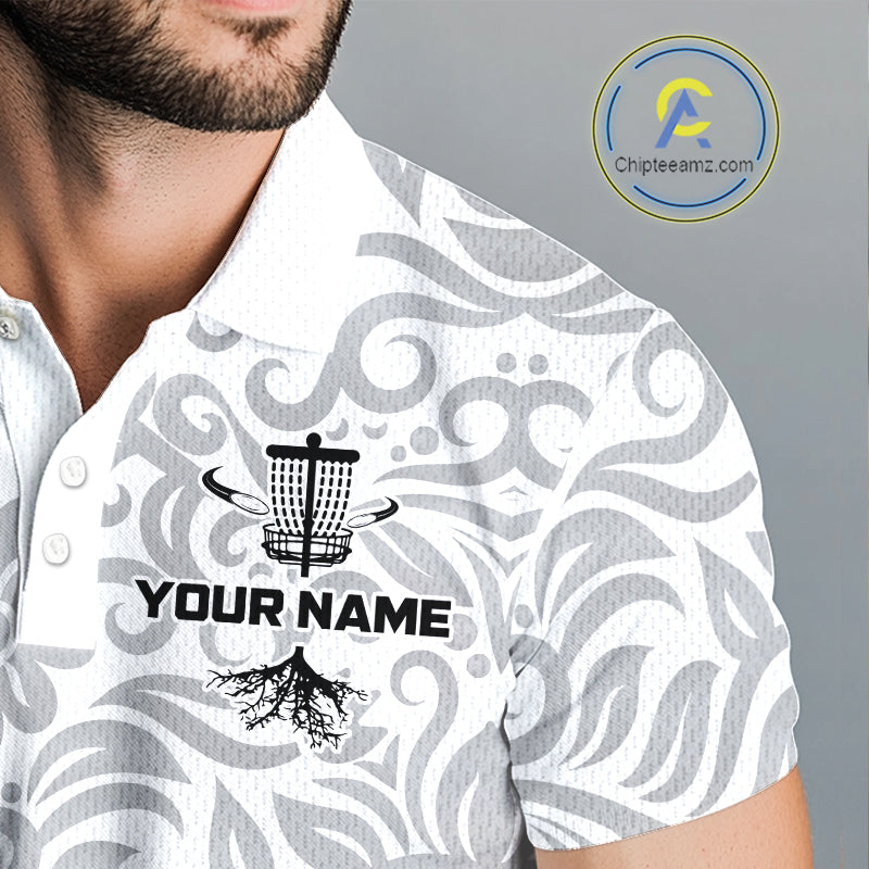 Disc Golf Polo Shirt With Clean Monochrome Design, Customizable Name, Unisex Sports Jersey For Men NHT805