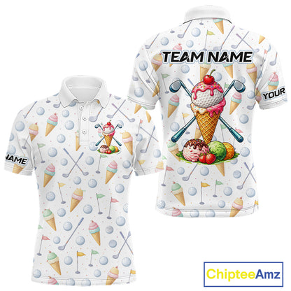 Funny Ice Cream Mens Golf Polo Shirts Jersey – Personalized Team Name Golf Shirt NHT809