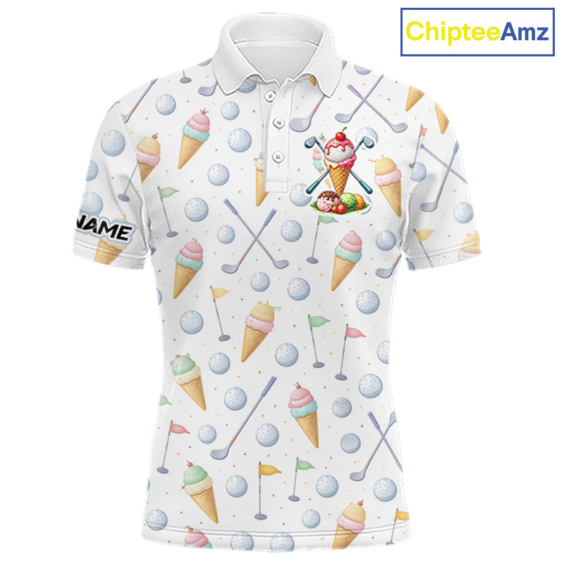 Funny Ice Cream Mens Golf Polo Shirts Jersey – Personalized Team Name Golf Shirt NHT809
