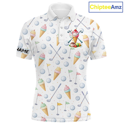 Funny Ice Cream Mens Golf Polo Shirts Jersey – Personalized Team Name Golf Shirt NHT809
