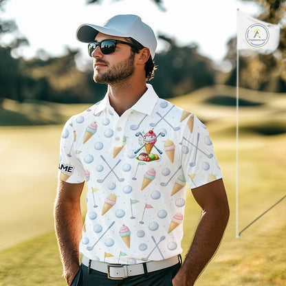 Funny Ice Cream Mens Golf Polo Shirts Jersey – Personalized Team Name Golf Shirt NHT809