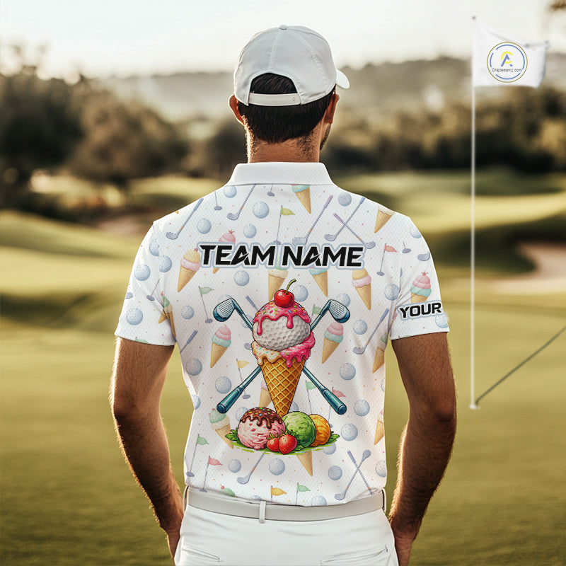 Funny Ice Cream Mens Golf Polo Shirts Jersey – Personalized Team Name Golf Shirt NHT809