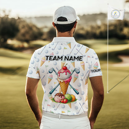 Funny Ice Cream Mens Golf Polo Shirts Jersey – Personalized Team Name Golf Shirt NHT809