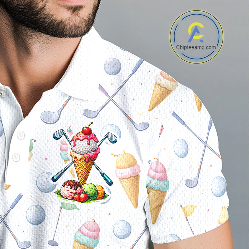 Funny Ice Cream Mens Golf Polo Shirts Jersey – Personalized Team Name Golf Shirt NHT809