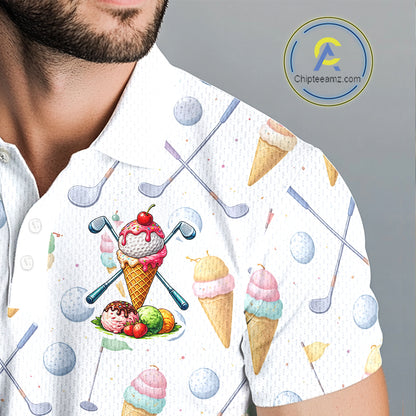 Funny Ice Cream Mens Golf Polo Shirts Jersey – Personalized Team Name Golf Shirt NHT809