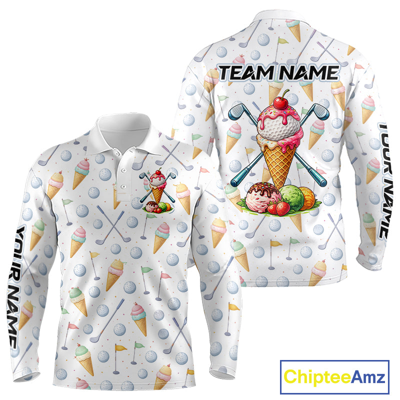 Funny Ice Cream Mens Golf Polo Shirts Jersey – Personalized Team Name Golf Shirt NHT809