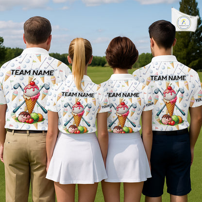 Funny Ice Cream Mens Golf Polo Shirts Jersey – Personalized Team Name Golf Shirt NHT809