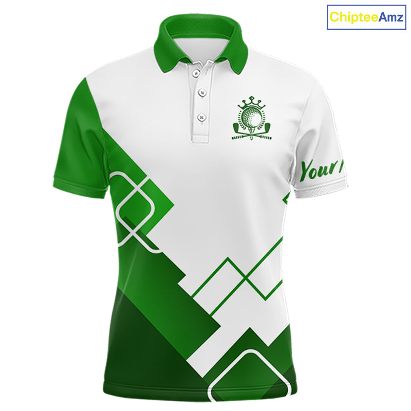 Personalized Mens Polo Golf Shirts Custom For Golfer White And Green Golf Shirts Team Golf Jersey NHT592