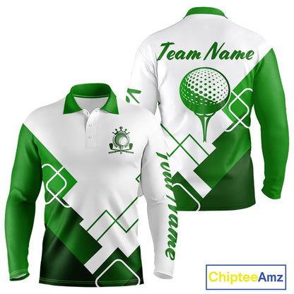 Personalized Mens Polo Golf Shirts Custom For Golfer White And Green Golf Shirts Team Golf Jersey NHT592