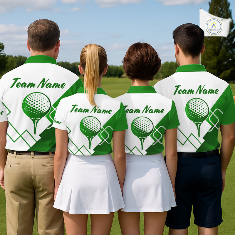 Personalized Mens Polo Golf Shirts Custom For Golfer White And Green Golf Shirts Team Golf Jersey NHT592