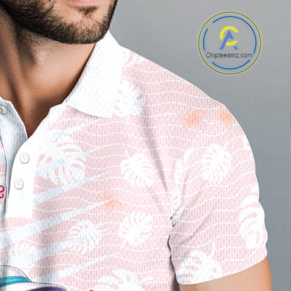 Funny Flamingo Golf Shirt With Pattern Pink Tropical – Personalized Name & Team Custom Polo for Men NHT597