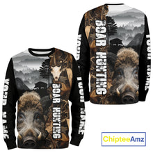 Load image into Gallery viewer, Wild Boar Hunting Camo Custom Name Shirts, Personalized Boar Hunting Clothes NHT324