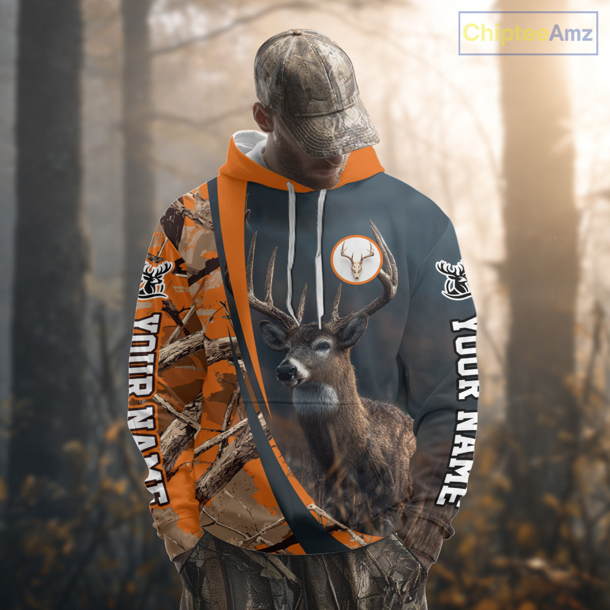 Whitetail Deer Hunting Big Game Camo Orange Custom Name 3D All Over Print Shirts NHT266