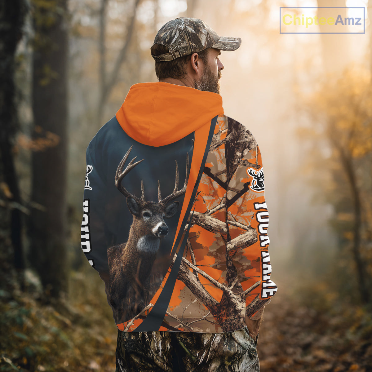 Whitetail Deer Hunting Big Game Camo Orange Custom Name 3D All Over Print Shirts NHT266